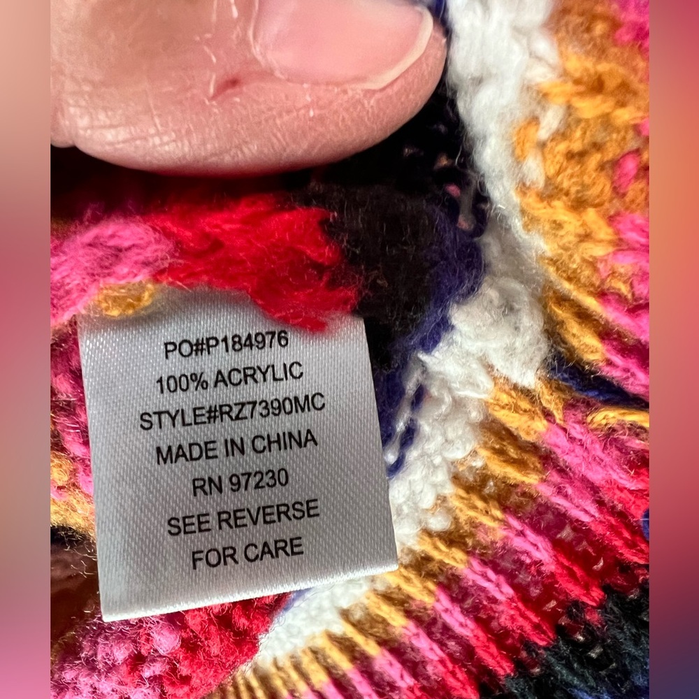 Crave Fame size M striped loose knit long sleeve sweater 💯 polyester. Round neck - Picture 4 of 6